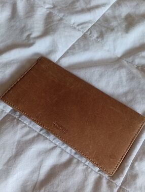 Coach Tan Leather Checkbook Cover